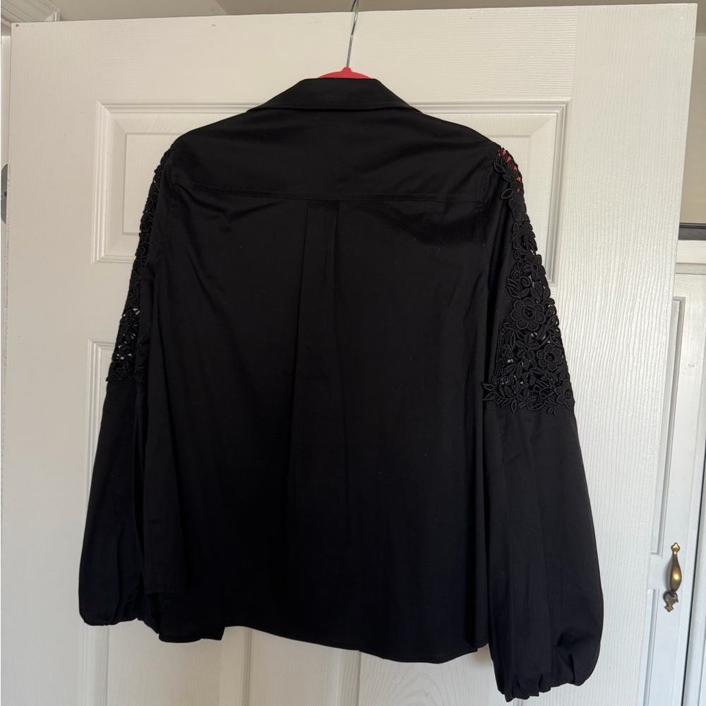 White House Black Market Black Jacket with Red Accents